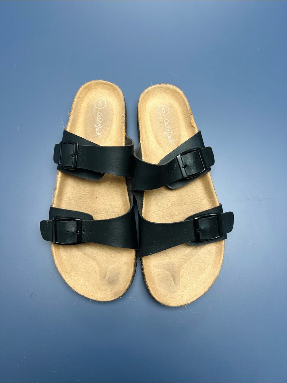 Cat & Jack Black Double-Strap Buckle Slides